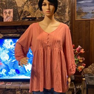 Embroidered Three Quarter Sleeve Blouse